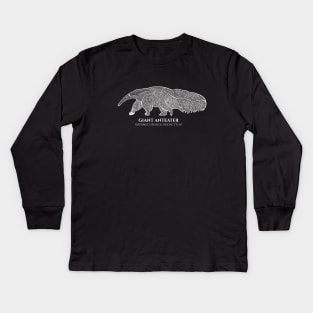 Giant Anteater with Common and Latin Names - animal ink art Kids Long Sleeve T-Shirt